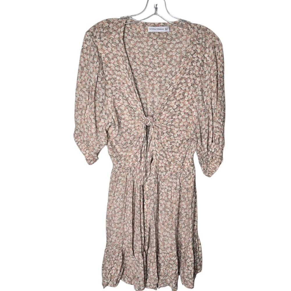 Faithfull The Brand Size 8 Marigot Tie-Front Dress in Pink Azalea Floral Print - Picture 2 of 9